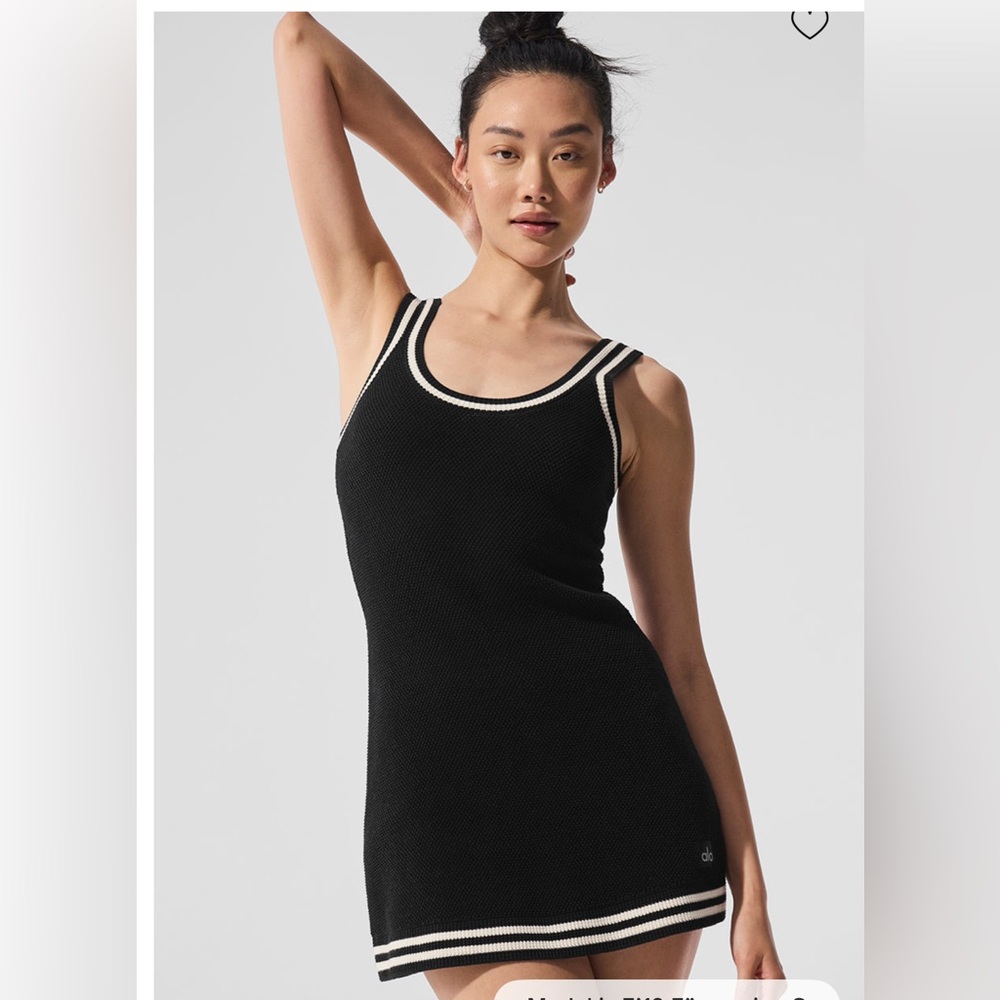 ALO Tennis Club Sweater Knit Dress in Black/Ivory size small